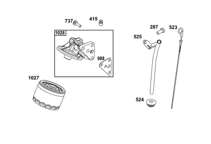 Lubrication Group Diagram and Parts List for 355447-0120-01 200000 - 399999 Briggs and Stratton Engine